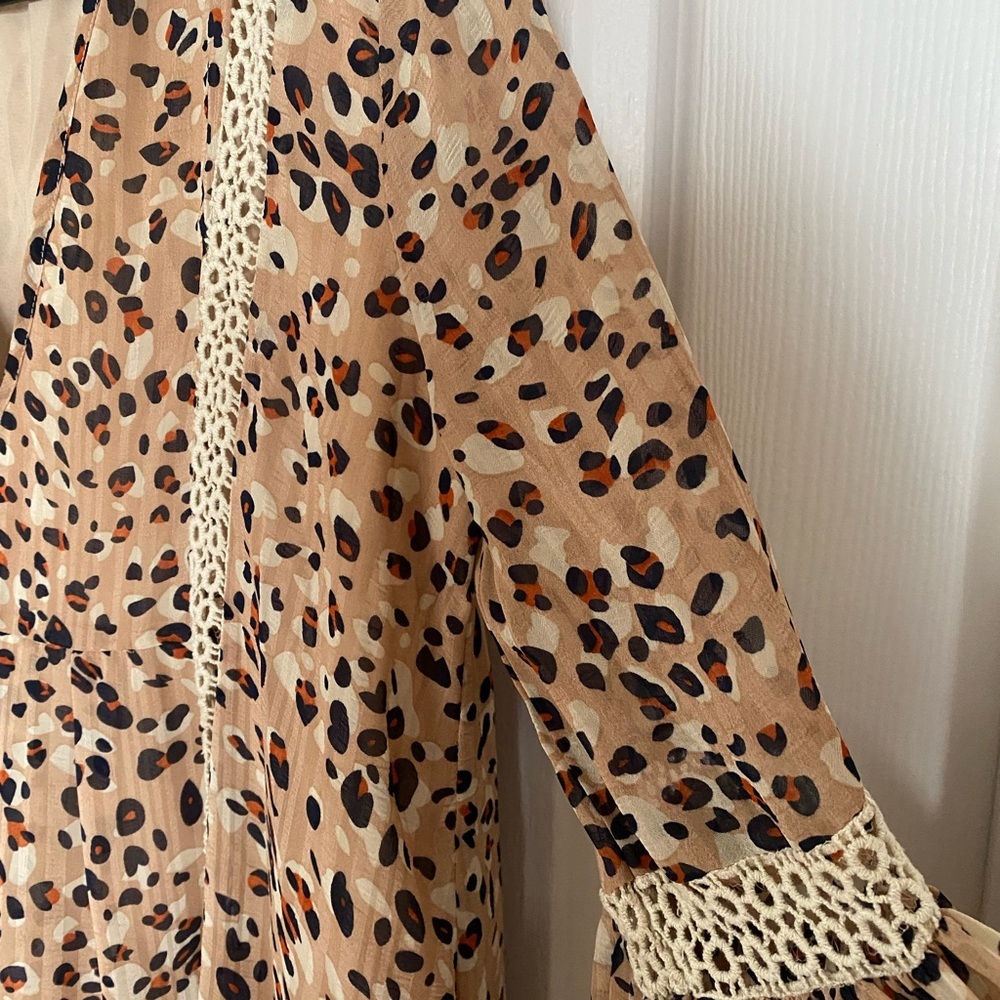 Indikah Animal Print Leopard Flowy Tunic Dress Size M - Picture 4 of 11